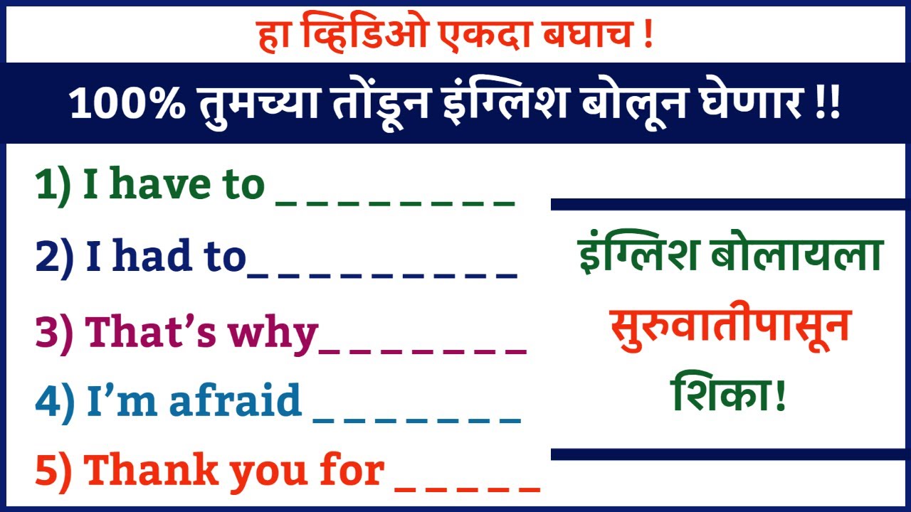 इंग्रजी बोलायला सुरुवातीपासून शिका | Basic Level English Speaking Practice | Part 17 |Spoken English