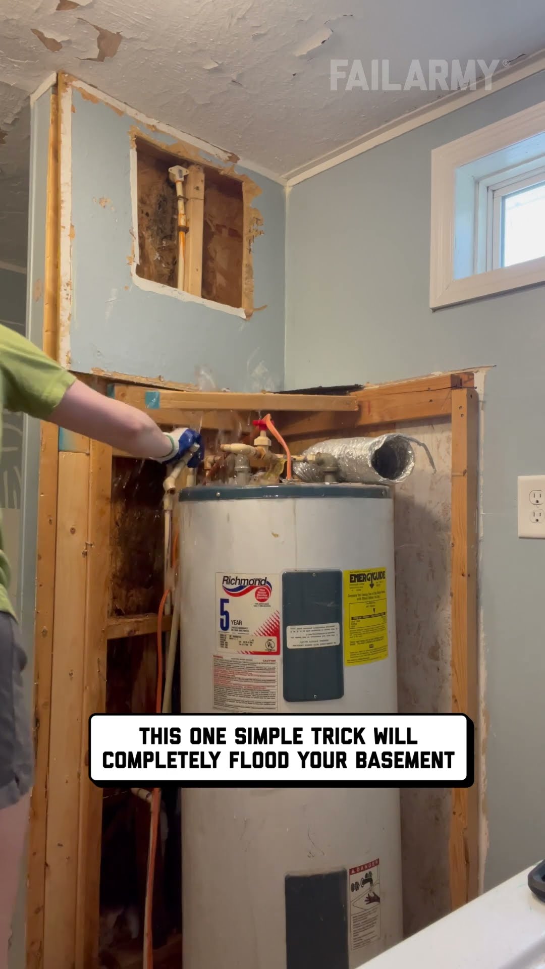 Woman Hammers Through Her Water Heater
