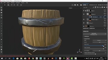 Substance painter basic stylized Barrel texturing timelapse