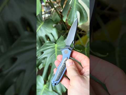 We Knife Vapor 804A Hollow S35VN Blackwash Blue Titanium Framelock Carbon Fiber Inlays Small 