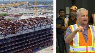 Building construction topping out ceremony video and drone production crews in st louis