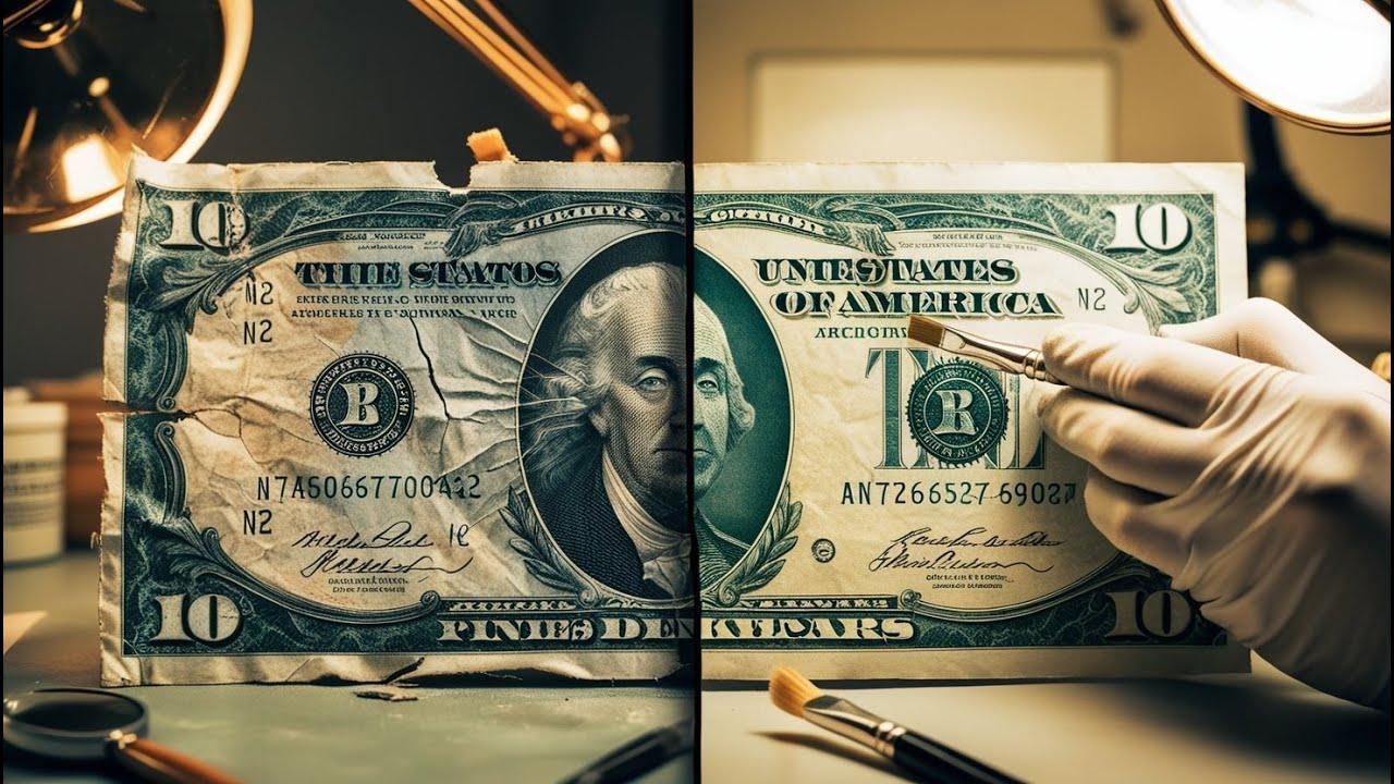 💵 Banknote Restoration: Before & After! How Old Money is Restored ...