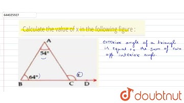 Calculate the value of x inthe following figure :  | 6 | TRIANGLES | MATHS | ICSE | Doubtnut