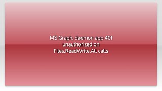 MS Graph, daemon app 401 unauthorized on Files.ReadWrite.All calls