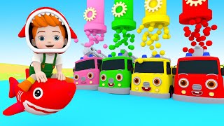 🦈 Wheels On The Bus + Baby Shark - Colorful Balls And Big Trucks - Eternity Five & Kids Songs