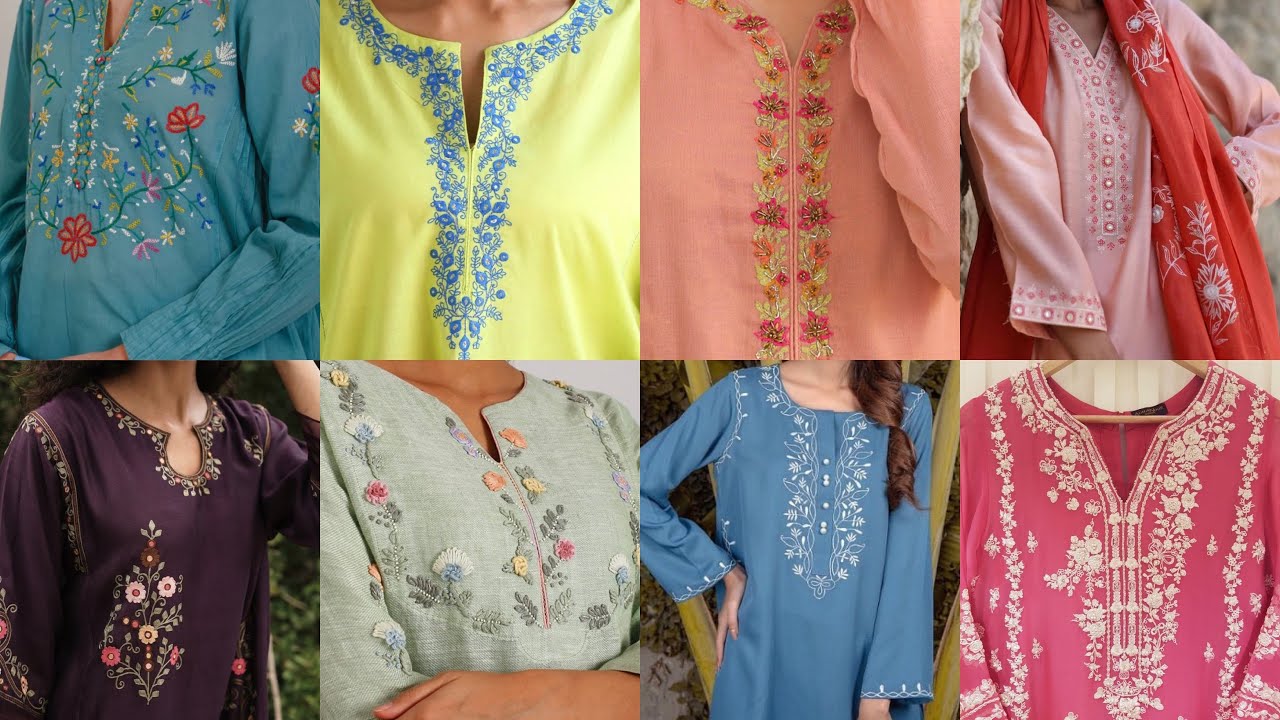 30+ Beautiful Embroidery kurti designs / Stylish machine embroidery