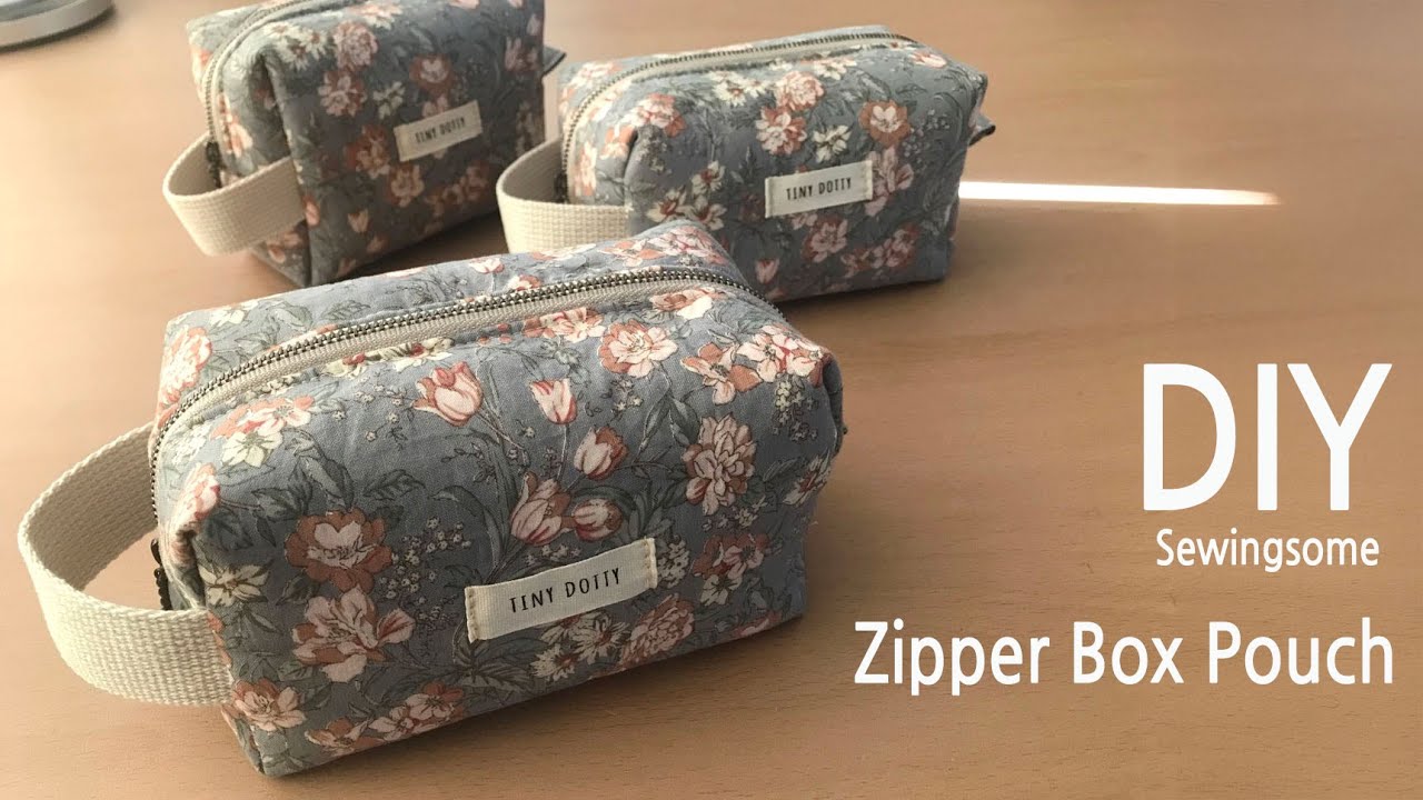 DIY / 쏘잉썸 / How to sew a zipper box pouch / With Handle and No Bias Tape! / 시접 없는 박스 파우치 만들기