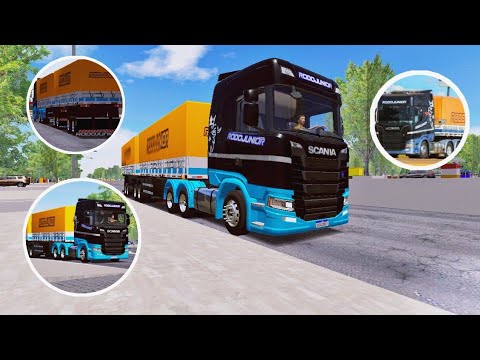 SKINS SCANIA S TETO ALTO - RODOJUNIOR NO BITREM GRANELEIRO