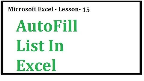 Excel   Custom AutoFill List  In Excel  Hindi  Urdu   Lesson 15