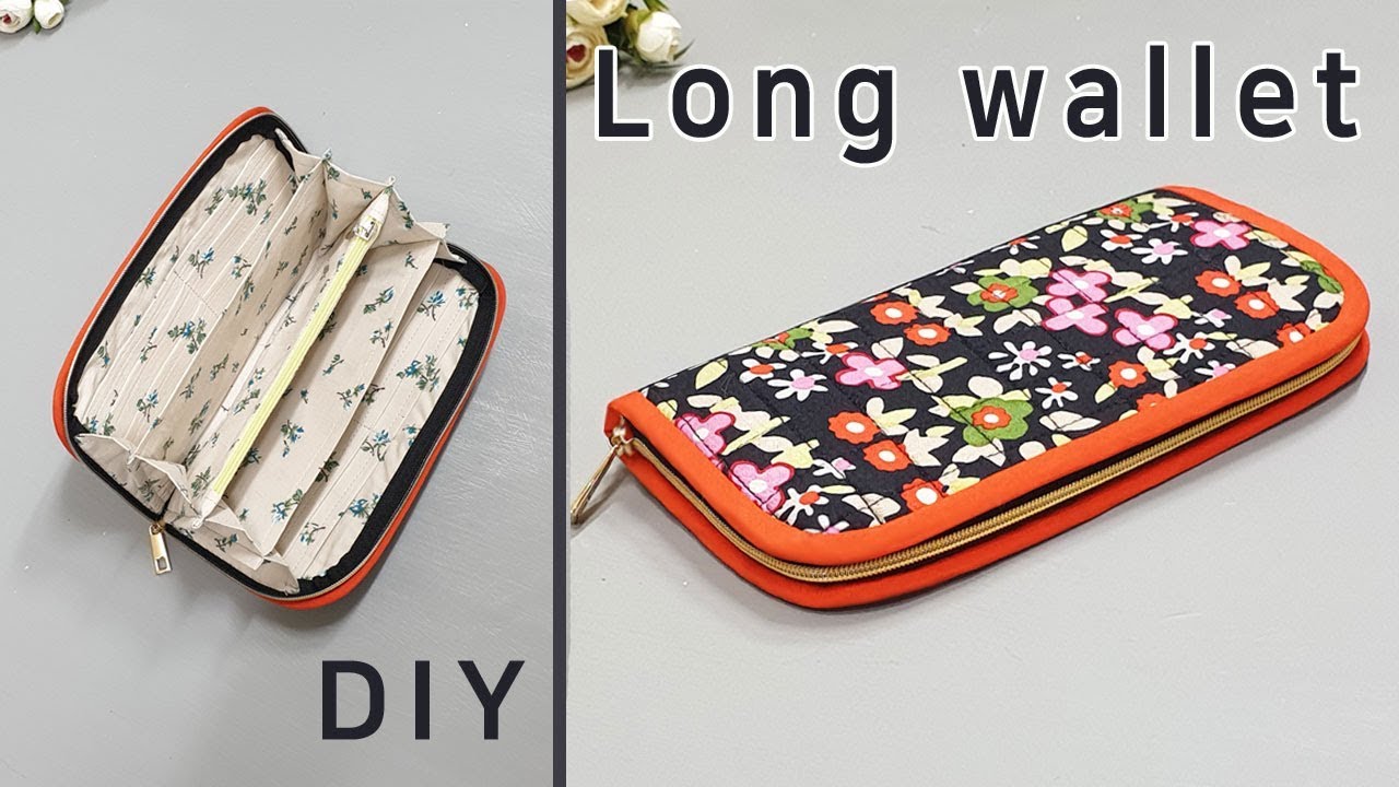 DIY Zipped long wallet/long wallet tutorial/Long wallet with dividers/칸막이가 여러개인  지퍼 장지갑 만들기/