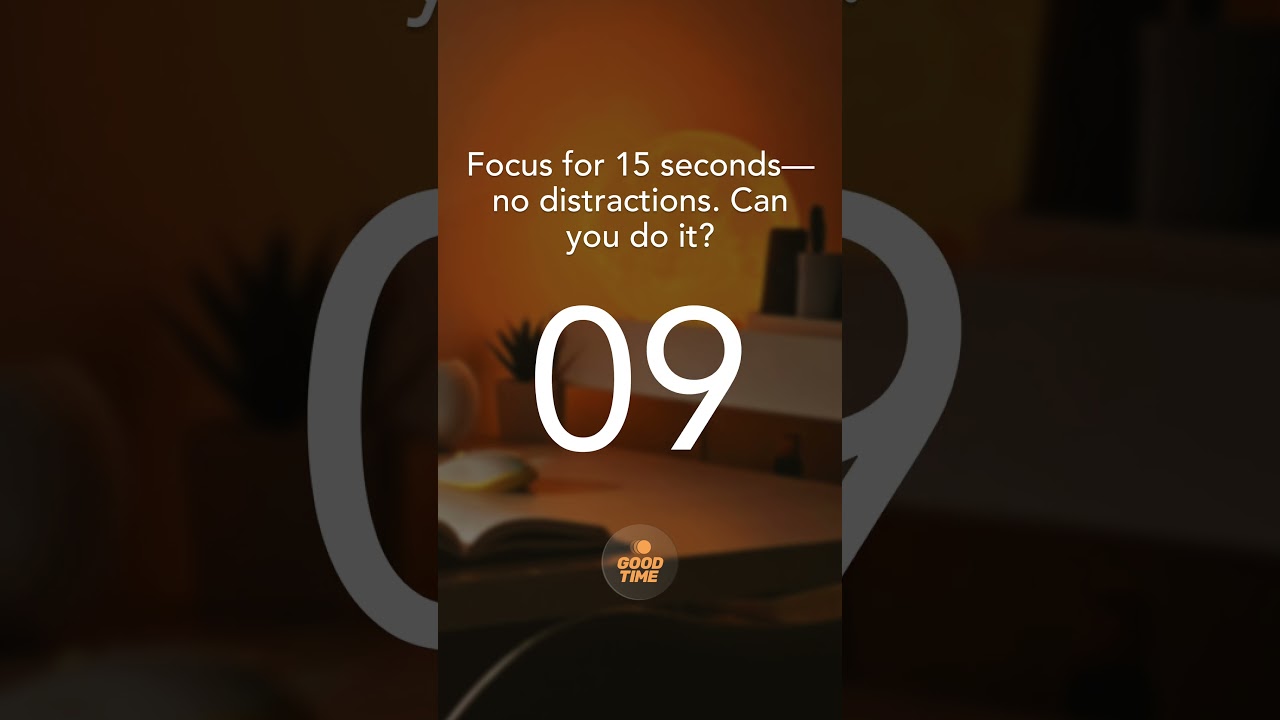 15 Second Study Focus Timer (with Ending Harp) | Good Time