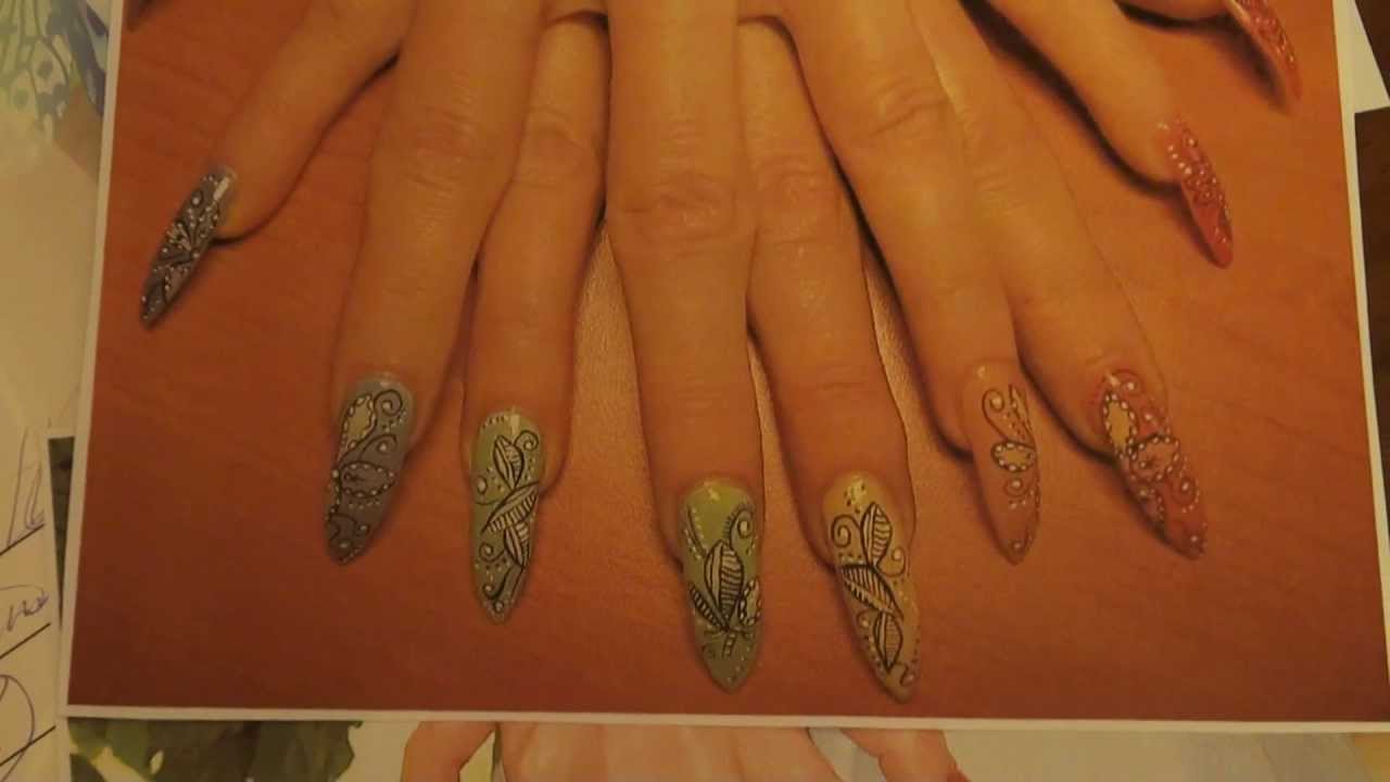 Художественная роспись на ногтях. - YouTube