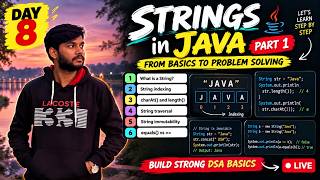DSA with Java Day 8 🔥 | Strings in Java Part 1 | Basics Explained from Scratch | LIVE Update