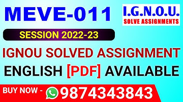 MEVE-11 Solved Assignment 2022-23 in English, MEVE 11 Solved Assignment 2023, MEVE 11 Assignment