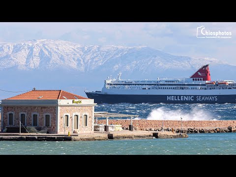 Άφιξη Νήσος Σάμος στη Χίο με ανέμους 8 μποφόρ