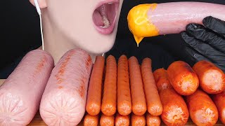 ASMR GIANT SAUSAGE CHEESE SAUCE MUKBANG 대왕 소세지 먹방 치즈소스 ソーセージ Sosis ไส้กรอก NO TALKING EATING SOUNDS