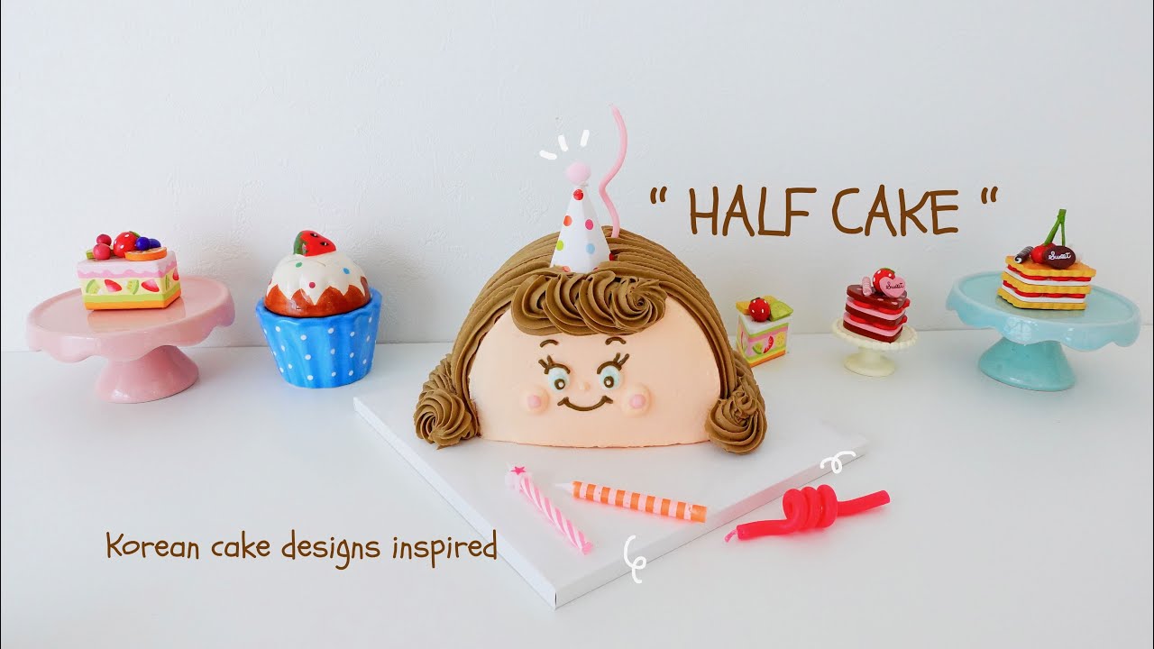 【韓国デザイン♪ハーフケーキの作り方】HALF CAKE decorating video