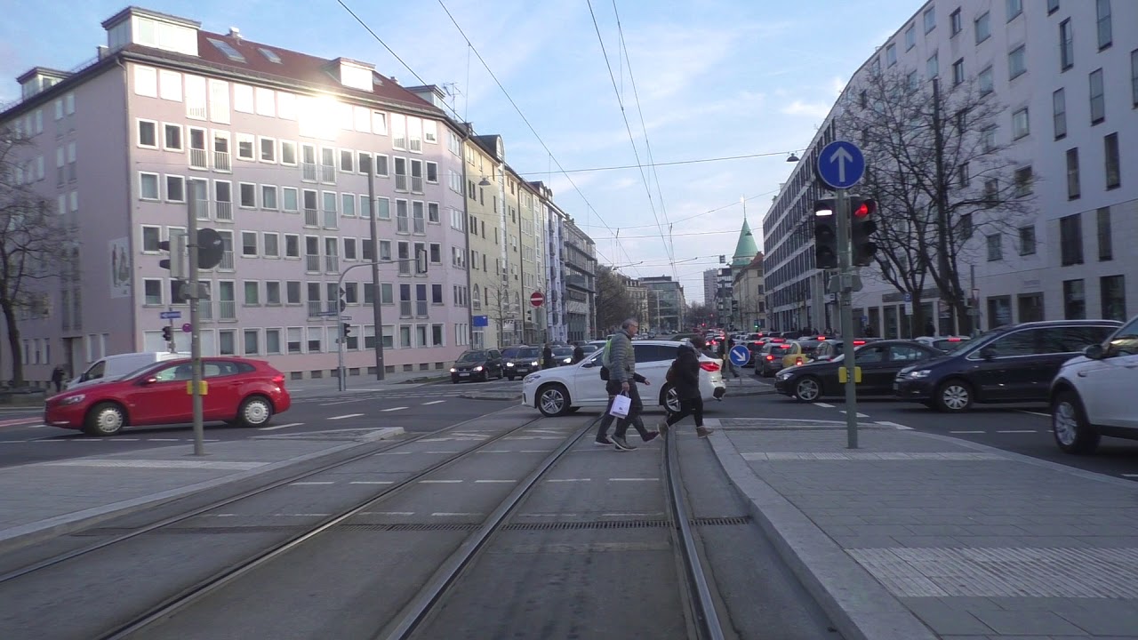 Führerstandsmitfahrt Straßenbahn München Linie 21 (Linienführung Jahr 2018)
