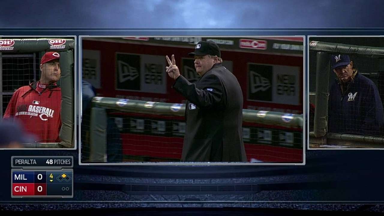 MIL@CIN: Umpires confirm a double in the 4th inning