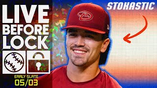 MLB DFS Picks Today 5\/3\/23: DraftKings \& FanDuel Baseball Lineups | Live Before Lock (Early Slate)