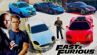 GTA 5 - Stealing Fast And Furious 'VILLAINS'  Cars with Franklin! (Real Life Cars #107)