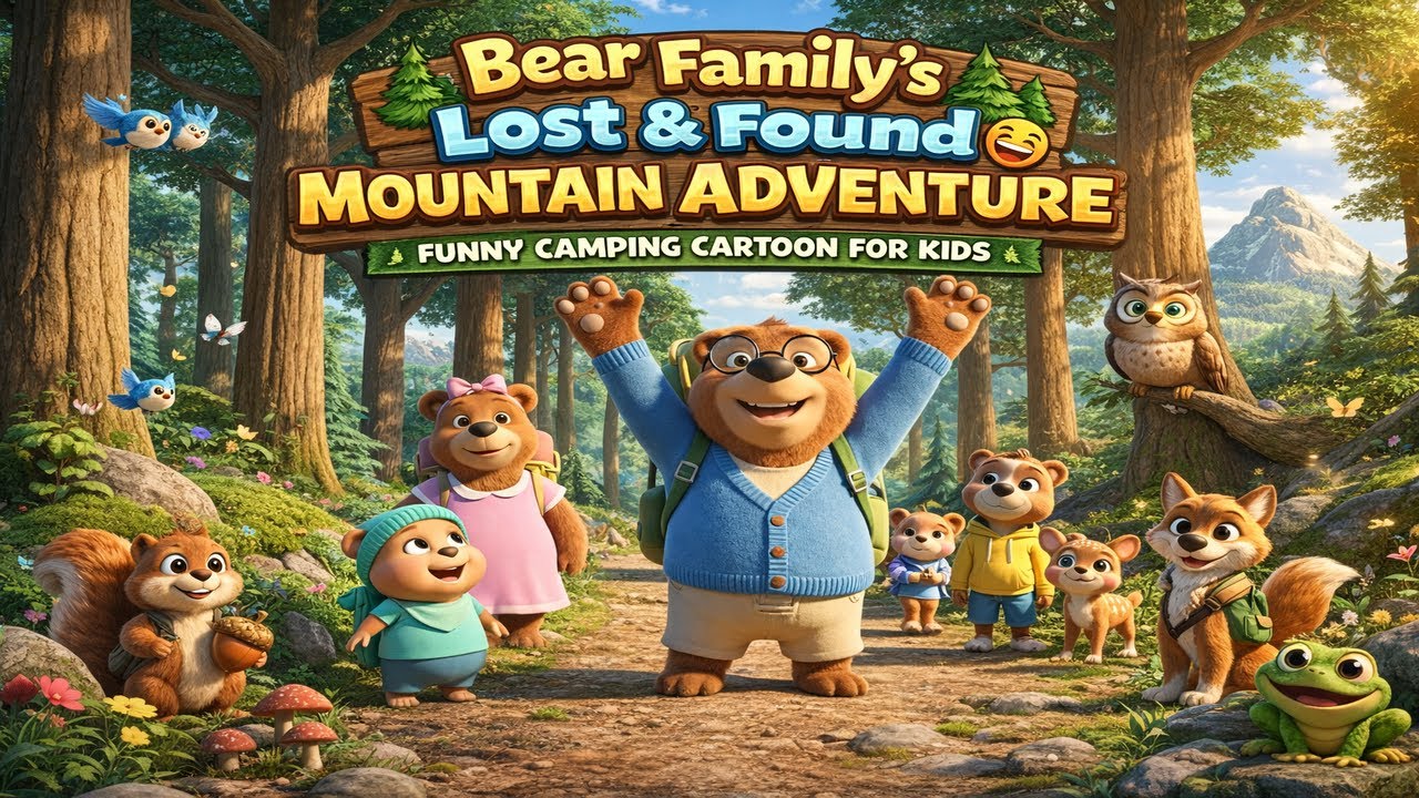 Bear Family’s Lost & Found Mountain Adventure 🌲😂  Funny Camping Cartoon for Kids