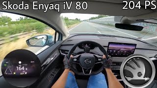 2021 Skoda Enyaq iV 80 (204 PS) POV Testdrive AUTOBAHN Beschleunigung & Topspeed