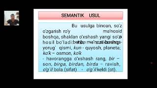 Yasama soʻzlarning semantik strukturasi. Semantic structure of derivative words