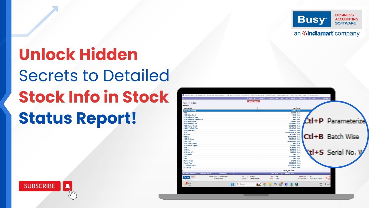 Access Second level details in Stock Status Report (English) | BUSY