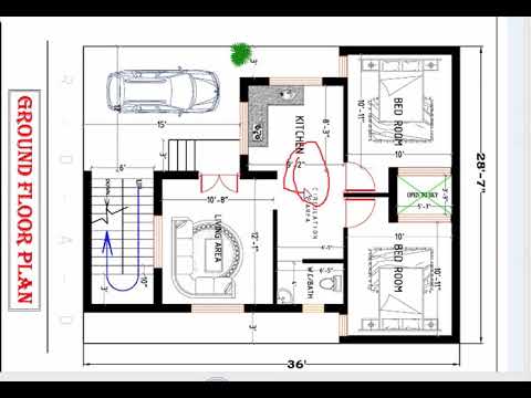 28 5X36 ft 2 BHK HOUSE PLAN WITH CAR PARKING  YouTube