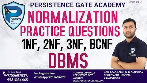 NORMALIZATION PRACTICE QUESTIONS| BCNF, 3NF, 2NF, 1NF | DBMS| GATE/NET/PSU