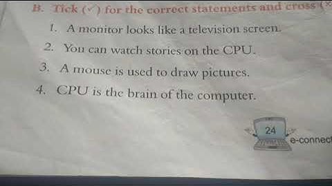 Computer Class 1 Chapter 3 True or False
