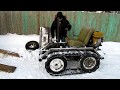Минитрактор из мотоблока Нева  Чистим снег на даче.  Homemade mini dozer