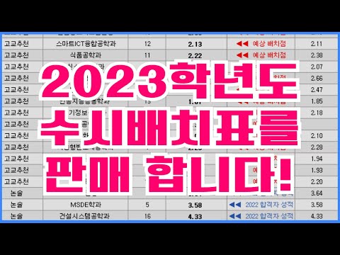 [2023학년도 수시배치표]2023학년도 나인 수시배치표! 이런것이 진짜 수시배치표 입니다!_입시닥터