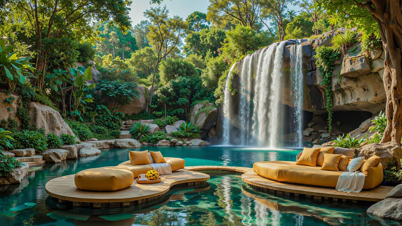 Calm Outdoor Coffee Shop Jazz at Forest 🍃 Smooth Spring Jazz with Natural Sounds for Relaxation