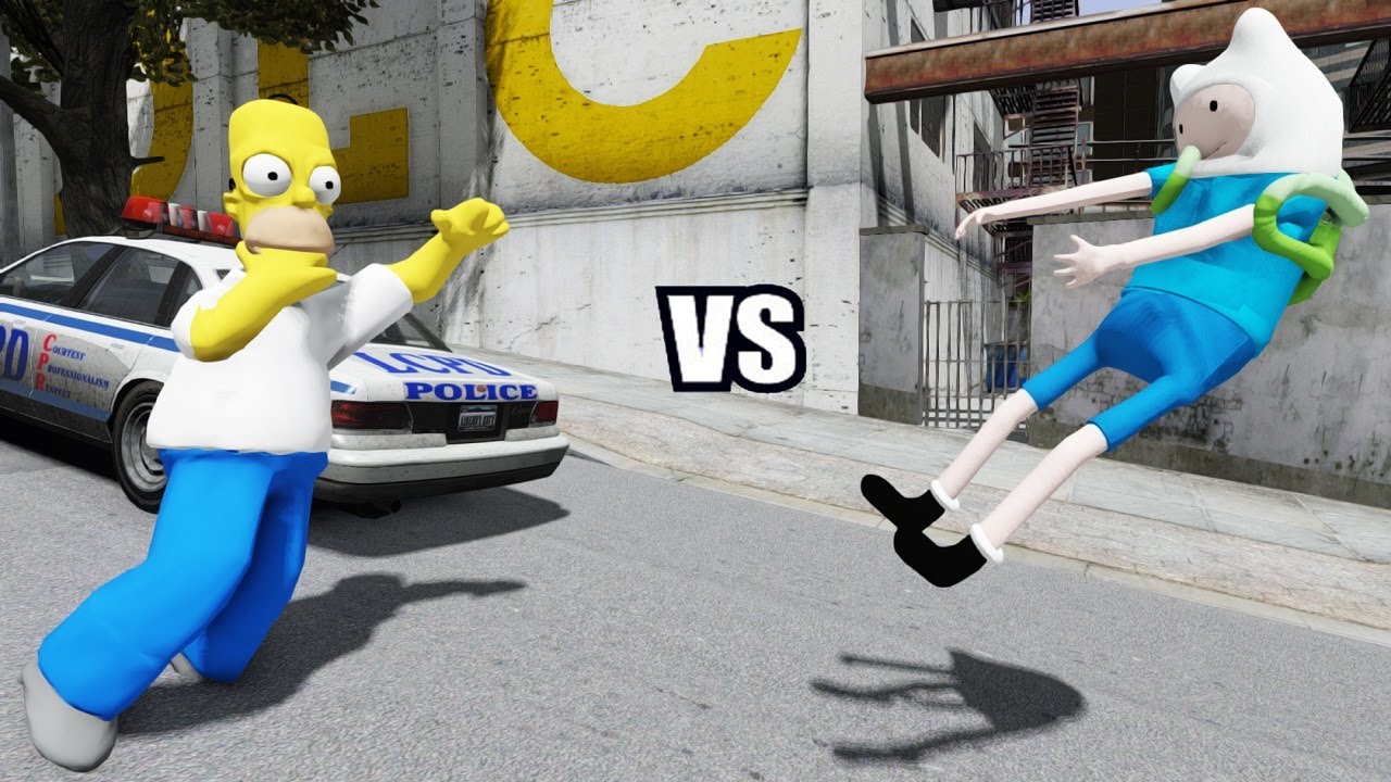 FINN THE HUMAN VS HOMER SIMPSON - EPIC BATTLE - GTA IV