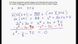 22g Solve word problems   consecutive integers   Quadratic Equations   example 2