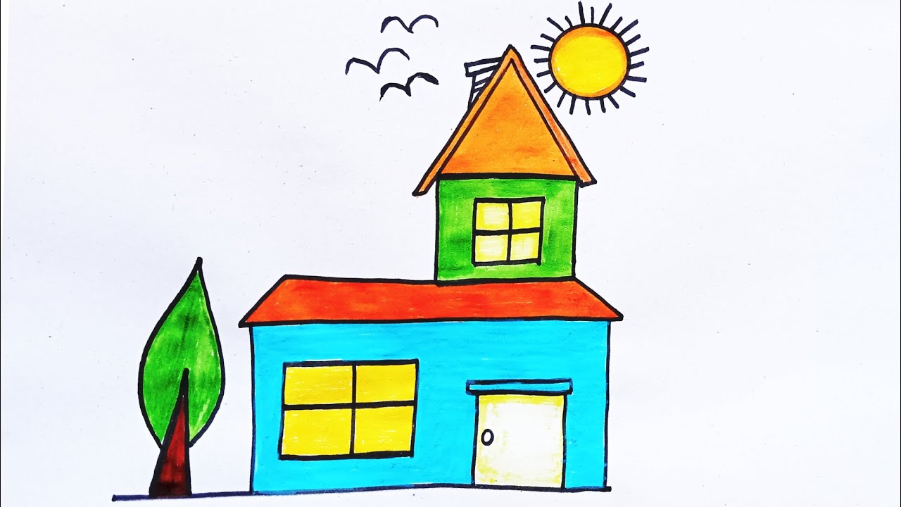 How to Draw Beautiful House Step by Step for Beginners | Easy House Drawing for Kids | Drawing 