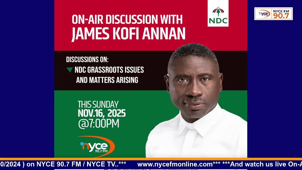 On-Air Discussion with James Kofi Annan ( Effutu NDC PC 2020/2024 ) on NYCE 90.7 FM / NYCE TV.