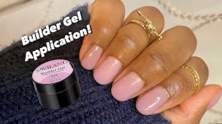 How to apply Saviland Pink Builder Gel! Application on Short Natural Nails!