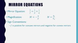 Curved Mirror Equations