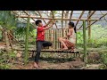 Homeless boys and girls cut bamboo to make chicken and duck coops. Homeless boy