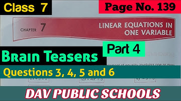 DAV class 7 maths chapter 7 Linear Equations in One Variable Brain 🧠 Teasers