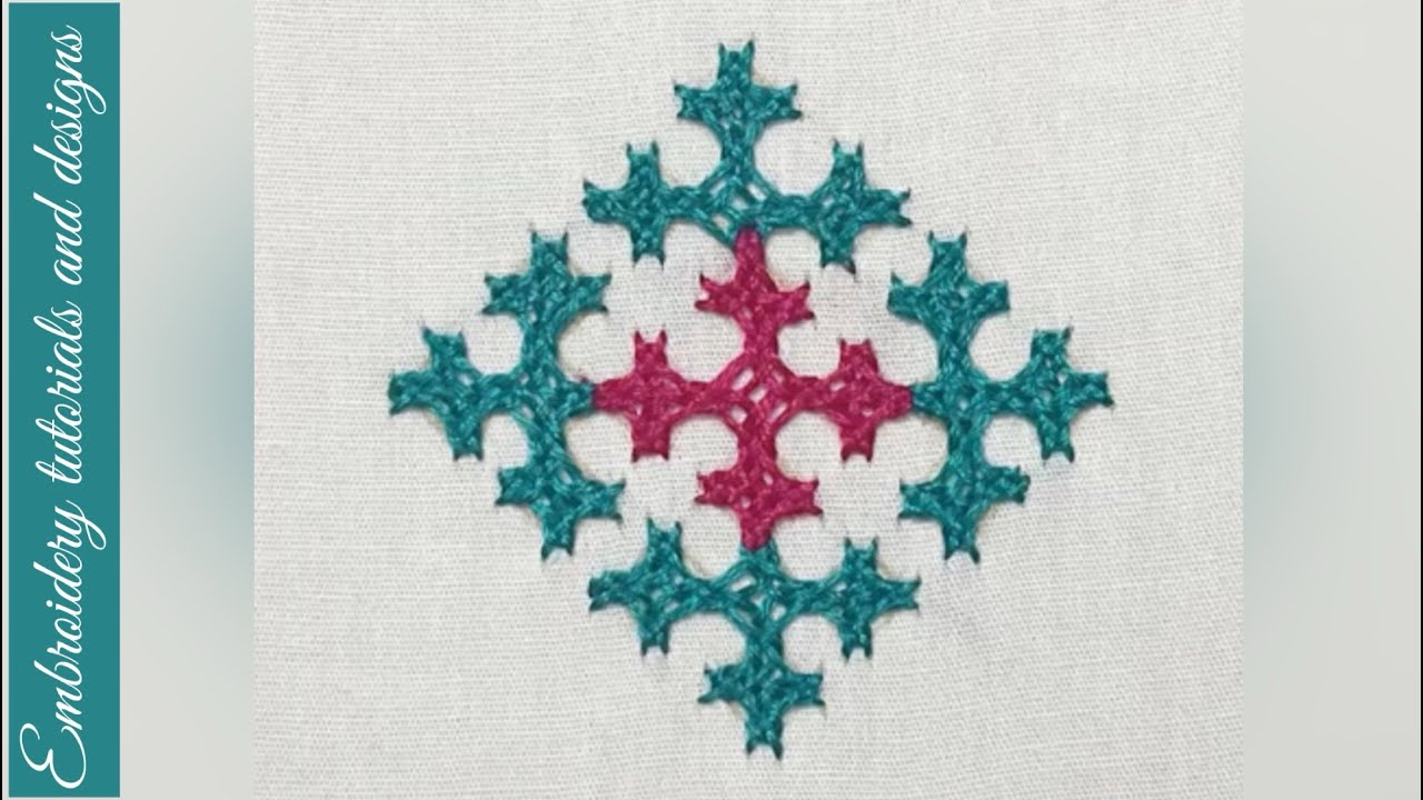 Very easy 2 colour Kutch work motif for beginners |All over hand embroidery design for sarees&Kurtis