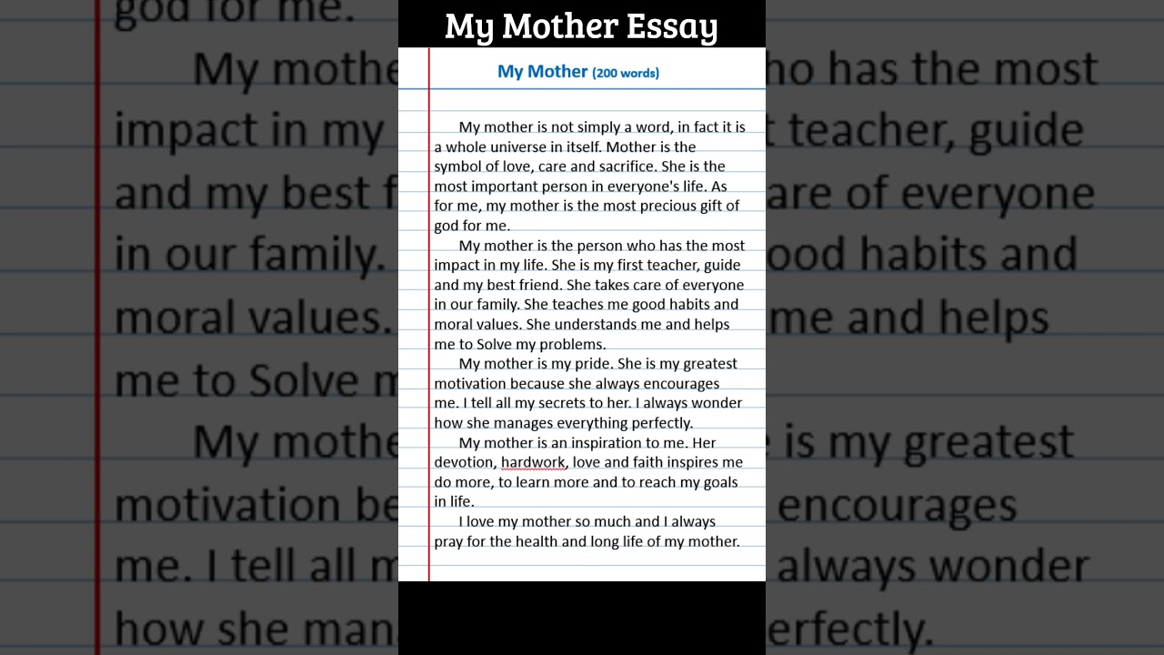 My Mother Essay | Short Essay on My Mother | Essay on My Mother in English 