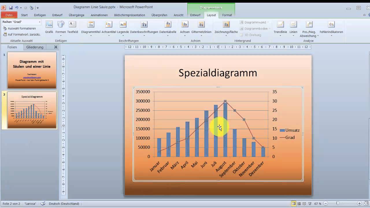 Diagramm Linie Saule In Powerpoint Erstellen Youtube