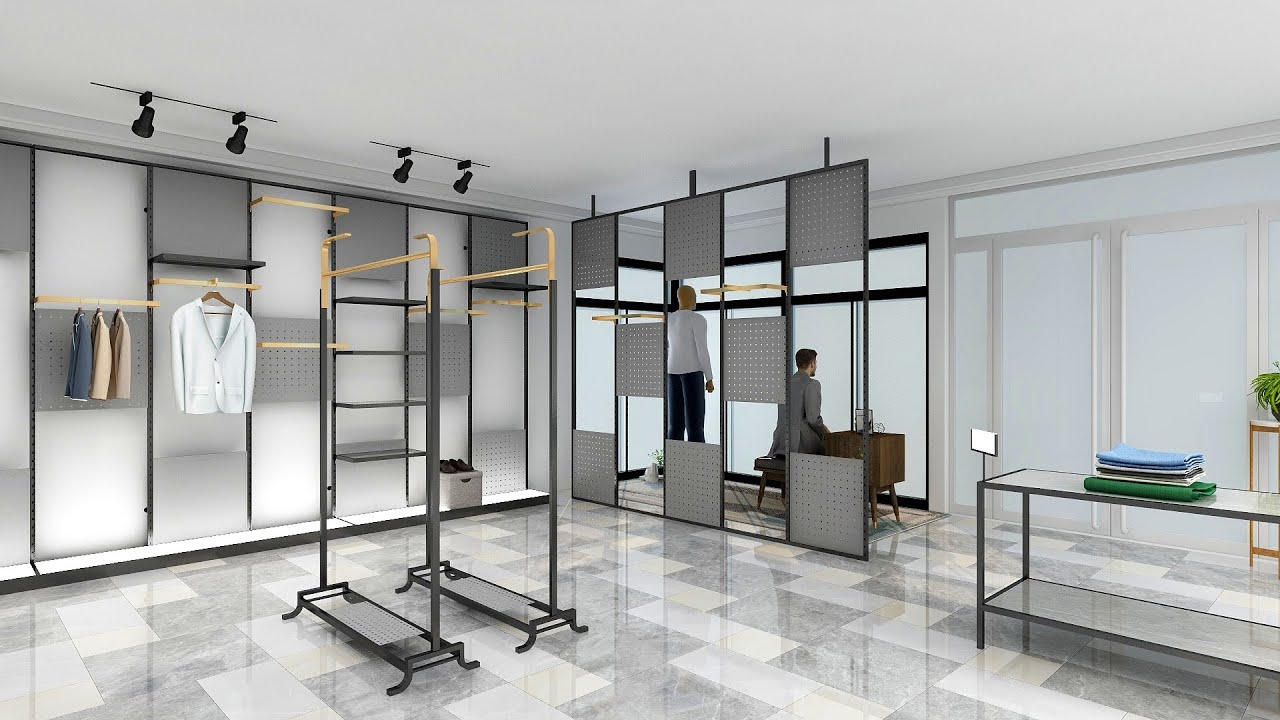 Designer Racks with Stainless Steel for Boutique Clothing Shop - YouTube