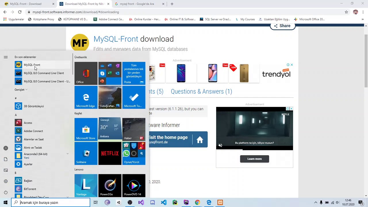 Mysql Front Kullanımı - YouTube