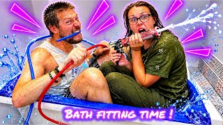Bath Fitting, Pipwork and Ceiling covering. It's all Go ! #vanlife #familyvlog #travel