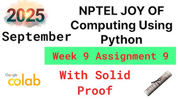 NPTEL The Joy of Computing using Python  week 9 quiz assignment answers with proof of each answer